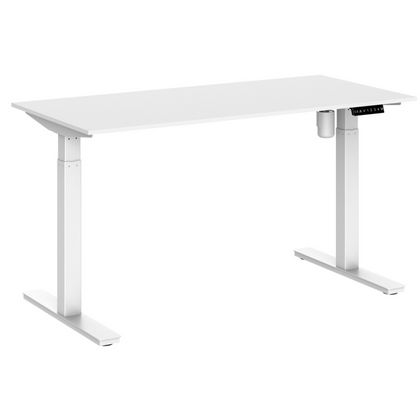 Стол с электроприводом одномоторный WellDesk Evolution, цвет белый,столешница ДСП 1395х800х18, Пепел 621 PE