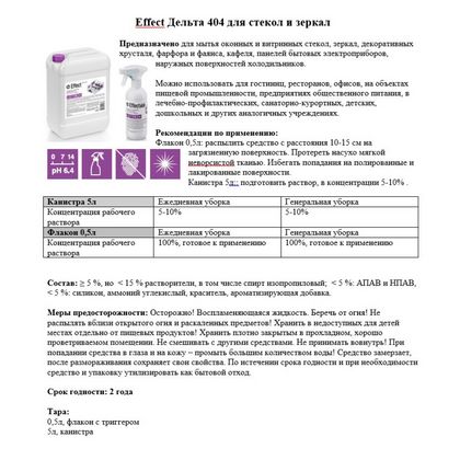 Средство д/мытья окон и стекол "Effect Дельта 404" 500мл