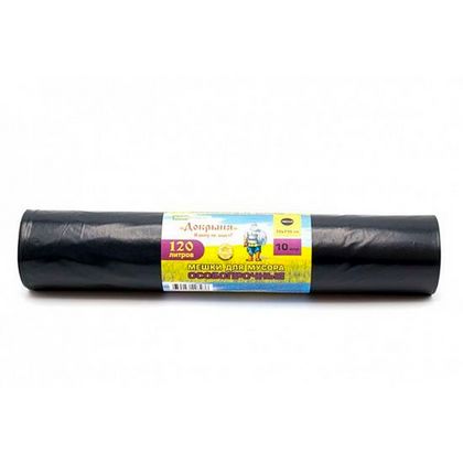 Мешки для мусора 120л 10шт/рулон ПВД Mirpack Добрыня 100мкм 70*110см цв.черный