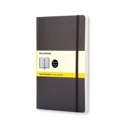 Блокнот А5 130*210 мм, 96 л., тонир., в клетку "Classic Soft Large" интегральн. обл. полиуретан., на резинке, черный