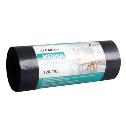 Мешки для мусора 120л 10 шт/рулон ПВД Cleanton 40мкм 70*110см цв.черный