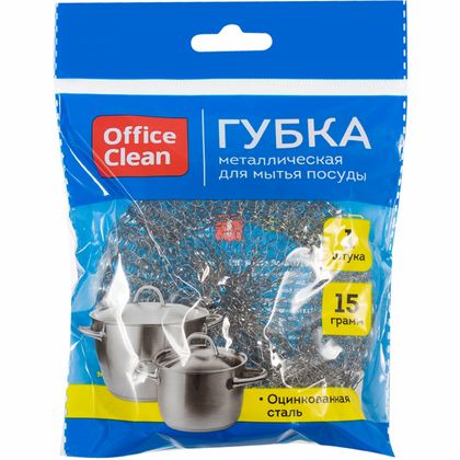 Губка для посуды металлическая OfficeClean 9х3см 1шт/упак