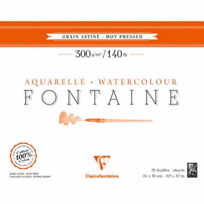 Блок-склейка бумаги для акварели FONTAINE, 100% хлопок, гор. пресс, 23*31, 300г/м2 , 20л