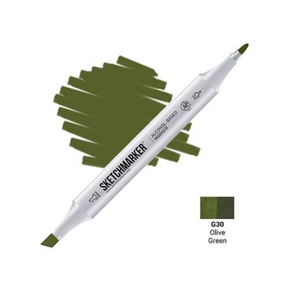 Маркер перм., худ. "Sketchmarker" двусторонний, G30, зеленый оливковый