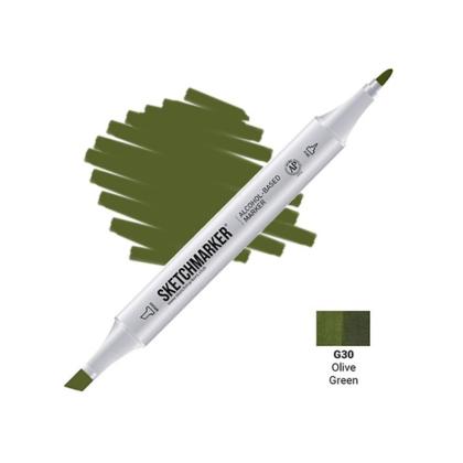 Маркер перм., худ. "Sketchmarker" двусторонний, G30, зеленый оливковый