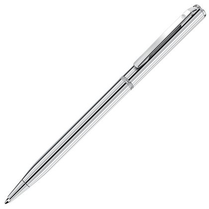 Ручка шарик/автомат "Slim Silver" 0,7 мм, метал., серебристый, стерж. синий