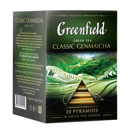 Чай "Greenfield" 20 пак*1,8 гр., зеленый, пирамидка, со вкусом сенчи, Classic Genmaicha 