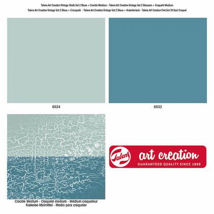 краски декоративные "VINTAGE CHALK PAINT" набор синие оттенки + кракелюр, 100мл.