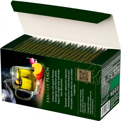 Чай "Curtis" 25 пак*1.5 гр., зеленый, сашеты, с ароматом персика и кусочками яблока, Fantasy Peach