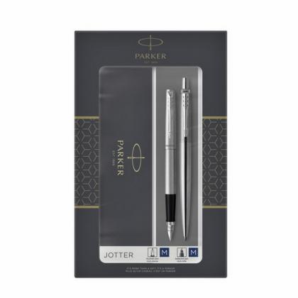 Набор ручек шарик/автомат+перьевая "Jotter Stainless Steel СT" серебристый, подарочн. упак