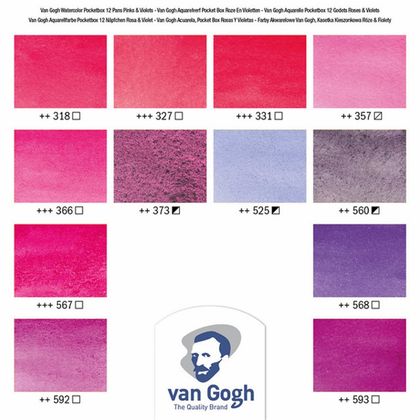 Краски акварельные "Van Gogh" набор розовые/фиолетовые 12 цв., кюветы