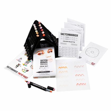 Маркер перм., худ. "Sketchmarker Brush Skin Set" двусторонний, набор 12 шт. + сумка-органайзер