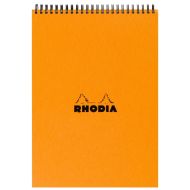 Блокнот А4 210*297 мм, 80 л., в клетку "Rhodia" спираль сверху, обл. карт., оранжевый