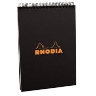Блокнот А4 210*297 мм, 80 л., в клетку "Rhodia" спираль сверху, обл. карт., черный