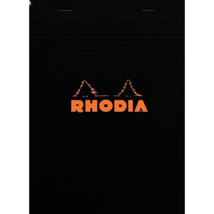 Блокнот А4 210*297 мм, 80 л., в клетку "Rhodia" скоба сверху, обл. карт., черный