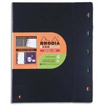 Блокнот А4+ 225*297 мм, 80 л., в клетку "Exabook" спираль сбоку, обл. пласт., черный