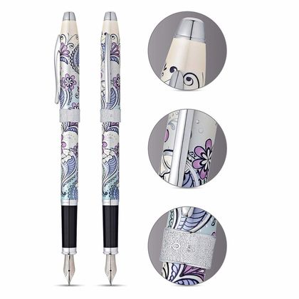 Ручка перьевая M "Botanica Purple Orchid" метал., подарочн. упак., сиреневый/серебристый, патрон черный 2 шт.