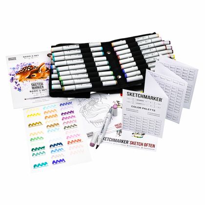 Маркер перм., худ. "Sketchmarker Basic 2" двусторонний, набор 12 шт. + сумка-органайзер