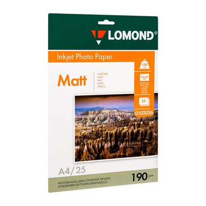 Фотобумага А4, 230 г/м, 50 л., матов., одностор. "Lomond"