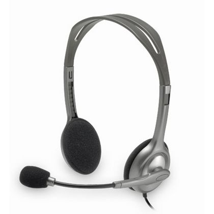 Наушники с микрофоном "Logitech Stereo Headset H110" серый