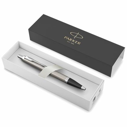 Ручка шарик/автомат "IM Essential Brushed Metal CT" 1 мм, метал./пласт., подарочн. упак., серебристый/черный, стерж. синий