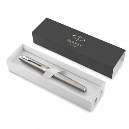 Ручка роллер "IM Essential Brushed Metal CT" 0,5 мм, метал., подарочн. упак.,серебристый/черный, стерж. черный