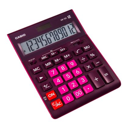 Кальк. наст. 12р. GR-12 Casio бордовый 35*155*209 мм