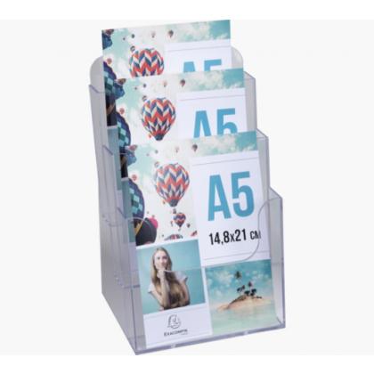 Стойка информац., настольн., A5, вертик. "Exacompta" 3 деления, прозрачный