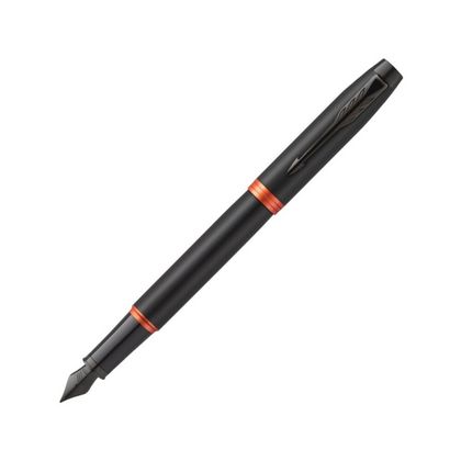 Ручка перьевая  M "IM Vibrant Rings F315 Flame Orange PVD" метал., подарочн. упак., черный/оранжевый, патрон синий