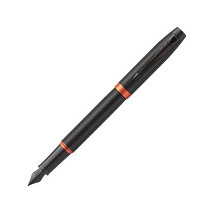 Ручка перьевая  M "IM Vibrant Rings F315 Flame Orange PVD" метал., подарочн. упак., черный/оранжевый, патрон синий