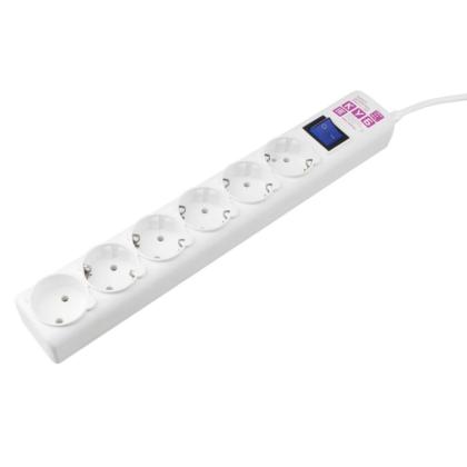 Сетевой фильтр 3 м Power Cube SPG(5+1)-16B-3М, 16А/3,5кВт/140 Дж, <6 розеток> (белый) 