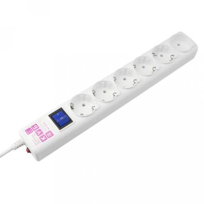 Сетевой фильтр 3 м Power Cube SPG(5+1)-16B-3М, 16А/3,5кВт/140 Дж, <6 розеток> (белый) 