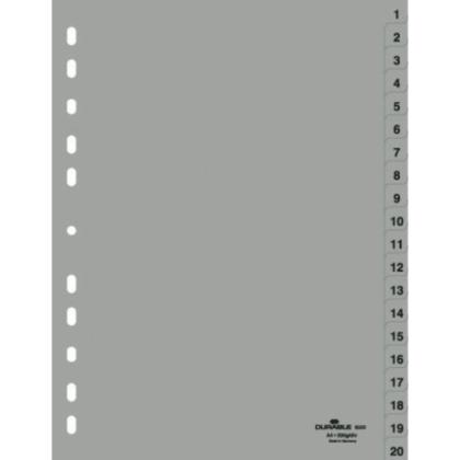 Разделитель на 12 делений А4 "Durable" пласт., с маркир., серый