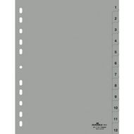 Разделитель на 12 делений А4 "Durable" пласт., с маркир., серый