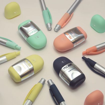 Точилка на 1 отв. "Capsule silv" с ластиком, ассорти