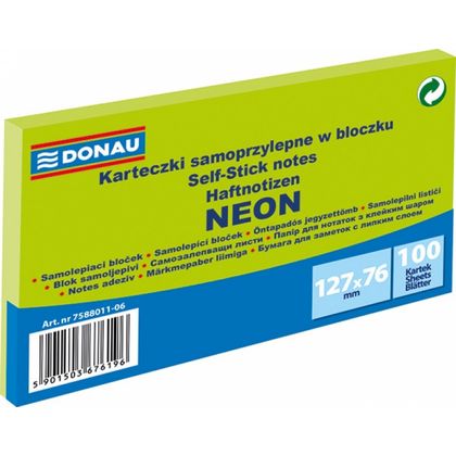 Бумага д/з на кл. осн. 76*127 мм "Donau Neon" 100 л., розовый неон