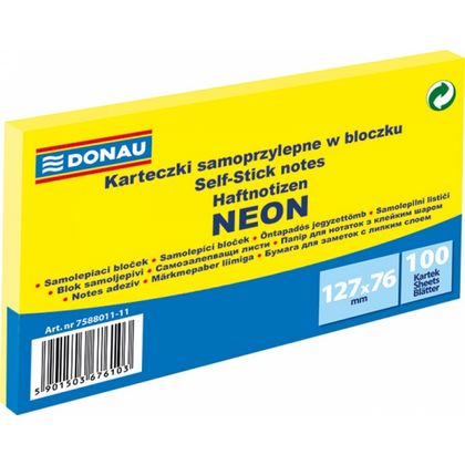 Бумага д/з на кл. осн. 76*127 мм "Donau Neon" 100 л., розовый неон