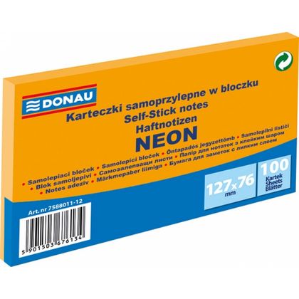 Бумага д/з на кл. осн. 76*127 мм "Donau Neon" 100 л., розовый неон