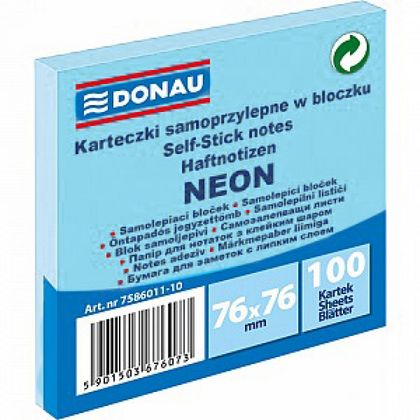 Бумага д/з на кл. осн. 76*76 мм "Donau Neon" 100 л., розовый неон