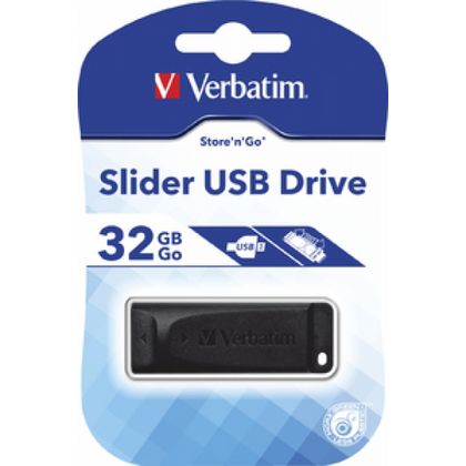 Карта памяти USB Flash 2.0 64 Gb "Slider" пластик, черный