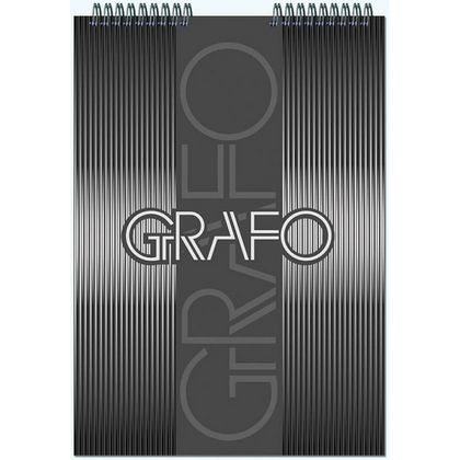 Блокнот А4 50 л., в клетку "Grafo" спираль сверху, обл. карт., черный