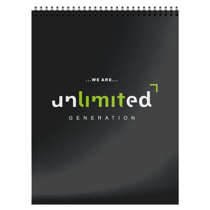 Блокнот А6 40 л., в клетку "Unlimited" спираль сверху, обл. карт., черный