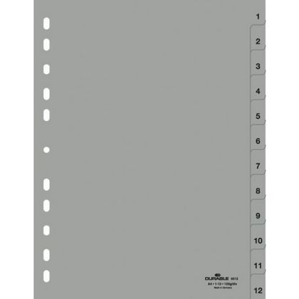 Разделитель на 10 делений А4 "Durable" пласт., с маркир., серый