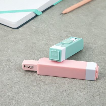 Ластик "STICK +" с точилкой, розовый, блистер