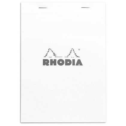 Блокнот А6 105*148 мм, 80 л., в линейку "Rhodia" скоба сверху, обл. карт., белый