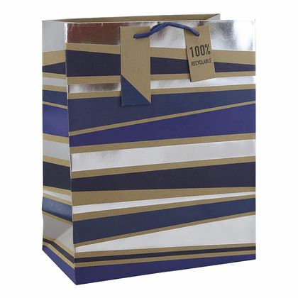 Пакет бумажный подарочный 21,5*10,2*25,3 см "Male stripe"
