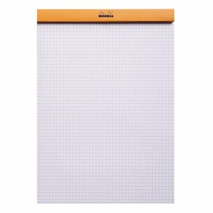 Блокнот А5 148*210 мм, 80 л., в клетку "Rhodia" скоба сверху, обл. карт., белый
