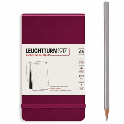 Блокнот А6 90*150 мм, 184 л., лин. "Leuchtturm1917. Portrait Pocket" тв. обл., кожзам., на резинке, шалфей