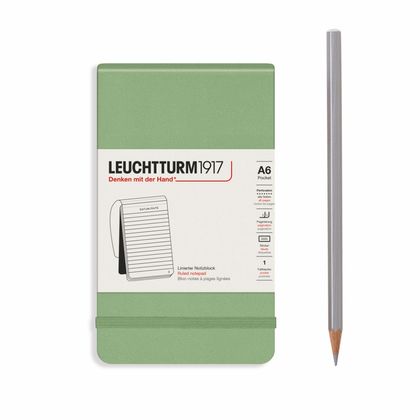 Блокнот А6 90*150 мм, 184 л., лин. "Leuchtturm1917. Portrait Pocket" тв. обл., кожзам., на резинке, шалфей
