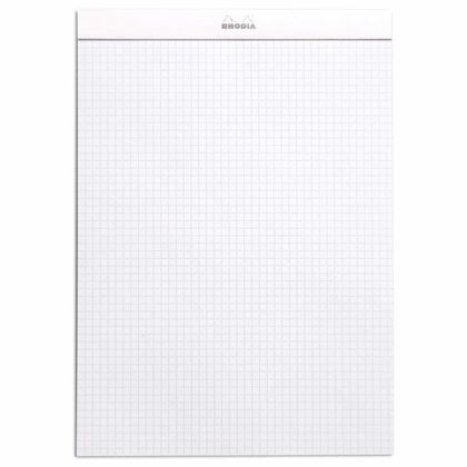 Блокнот А4 210*297 мм, 80 л., в клетку "Rhodia" скоба сверху, обл. карт., белый